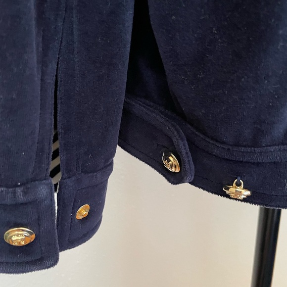 ST.JOHN SPORT by Marie Gray Cotton Blend Velvet Jacket Gold-Buttons Blue Sz.M - Picture 5 of 11